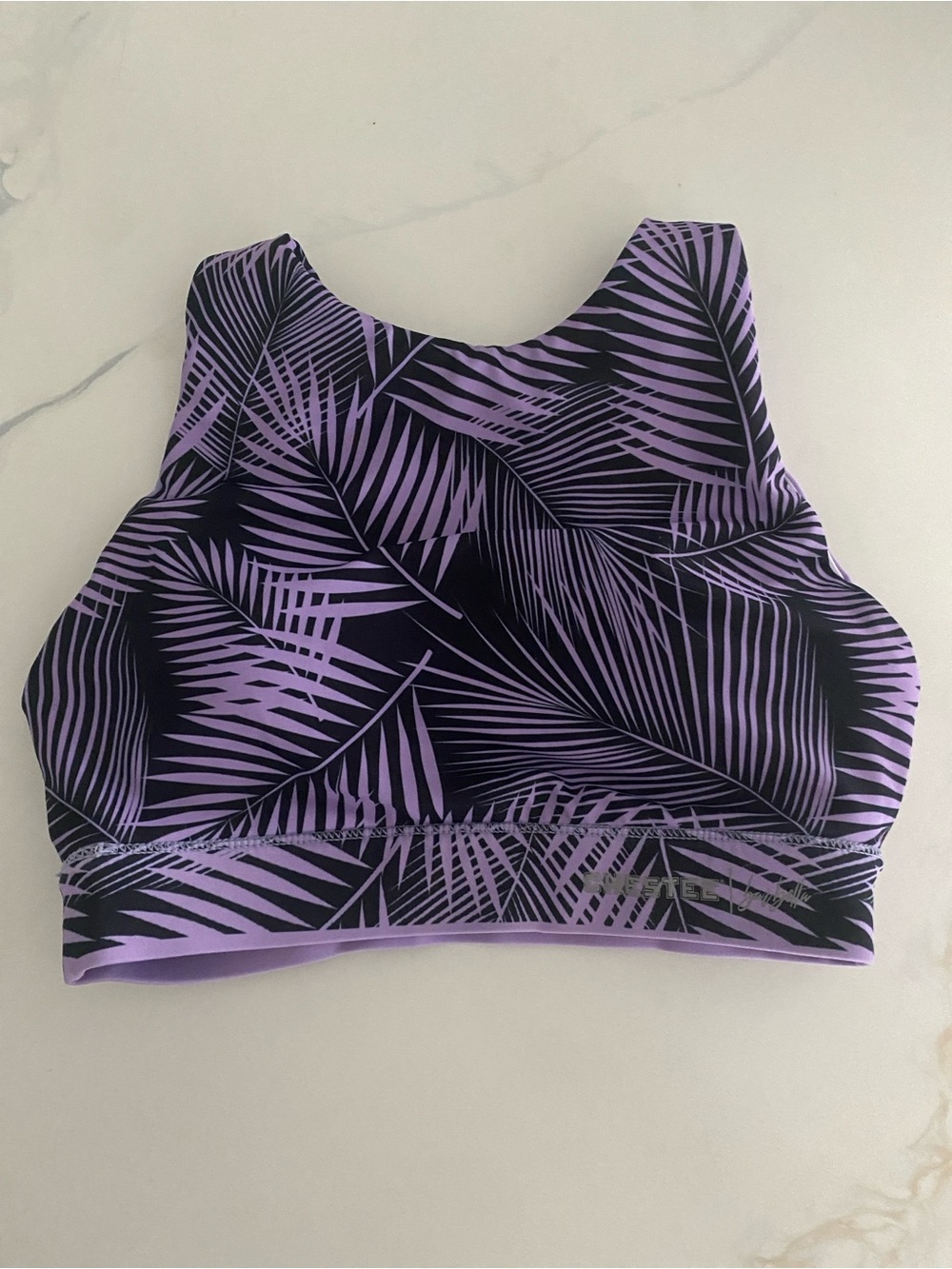 The Chestee Barbella Reversible Lavender & Black  Palm Fronds Sports Bra